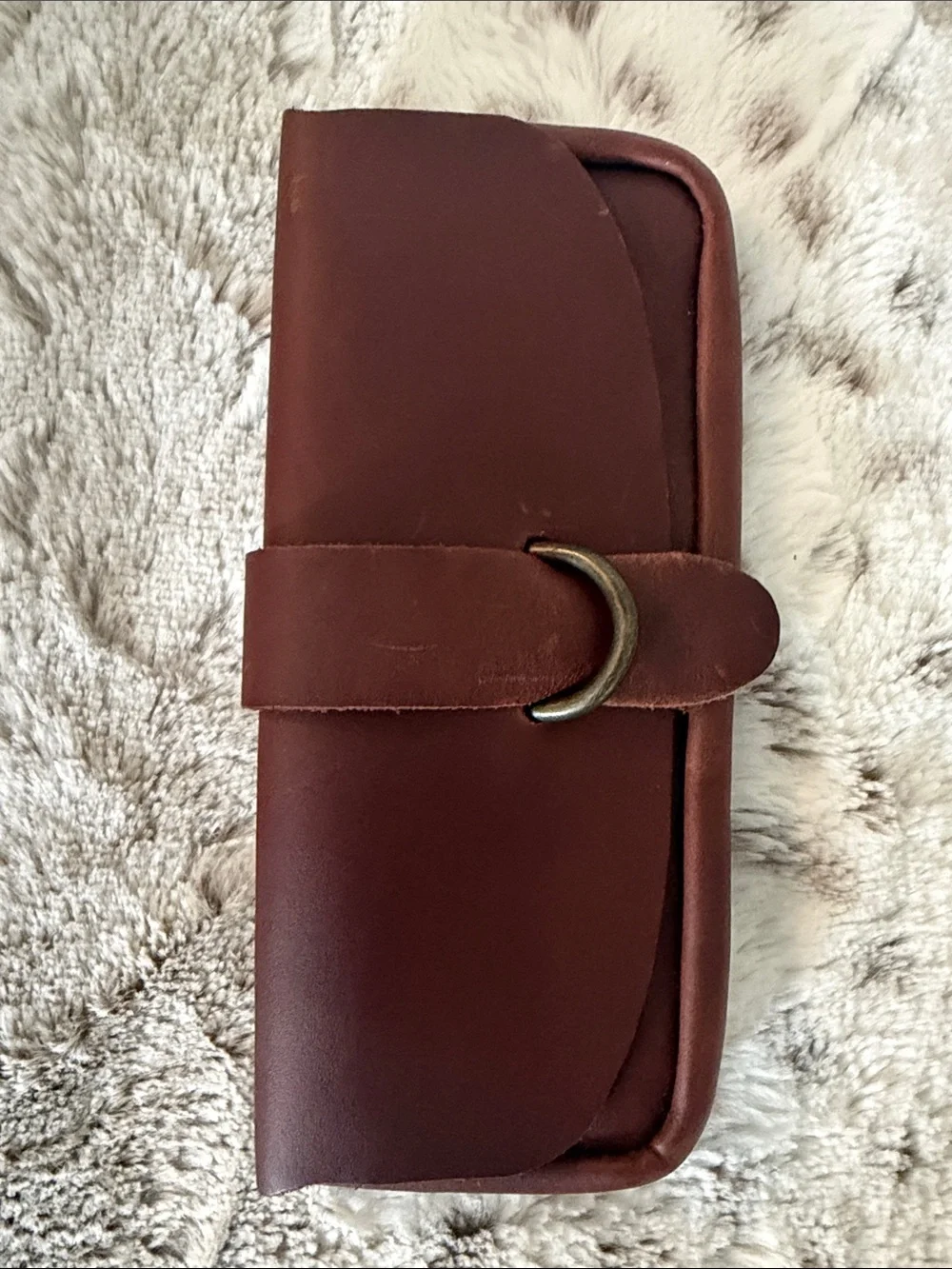 LOVE 41 Brown Genuine Leather Clutch Wallet with D-Ring Closure NEW! - Picture 1 of 4